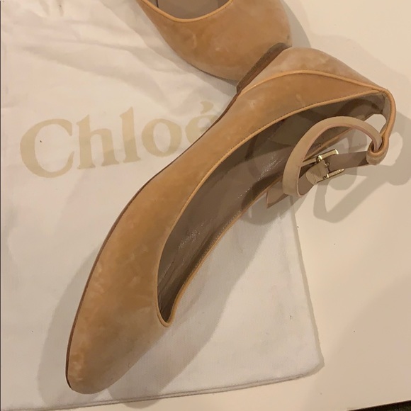 Chloe velvet/ kid skin detail flats - Picture 2 of 9